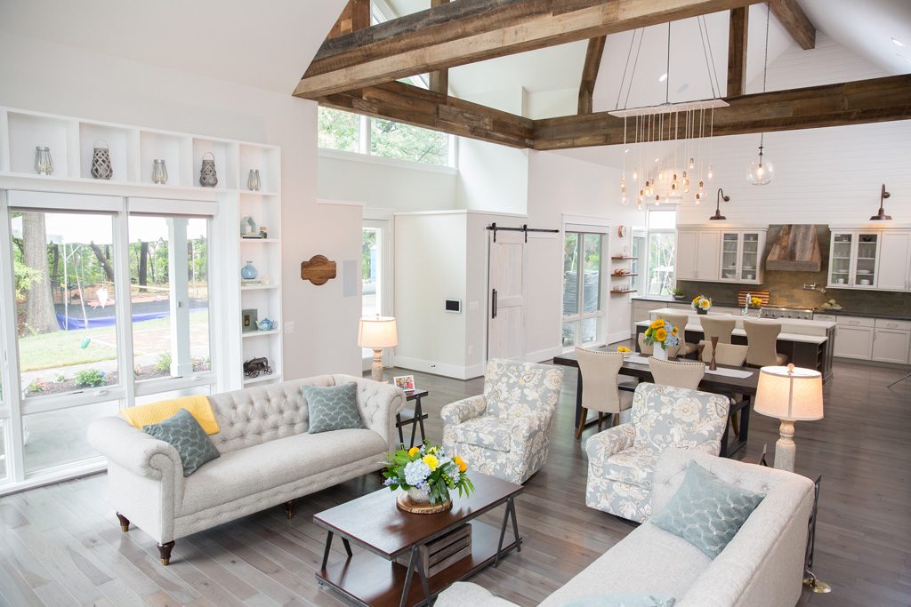 Image of barn board wrap 2 contrasting beam wrap with Cochran's Lumber