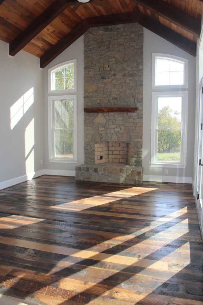 Warfield Homes new living room with Cochran's Lumber flooring