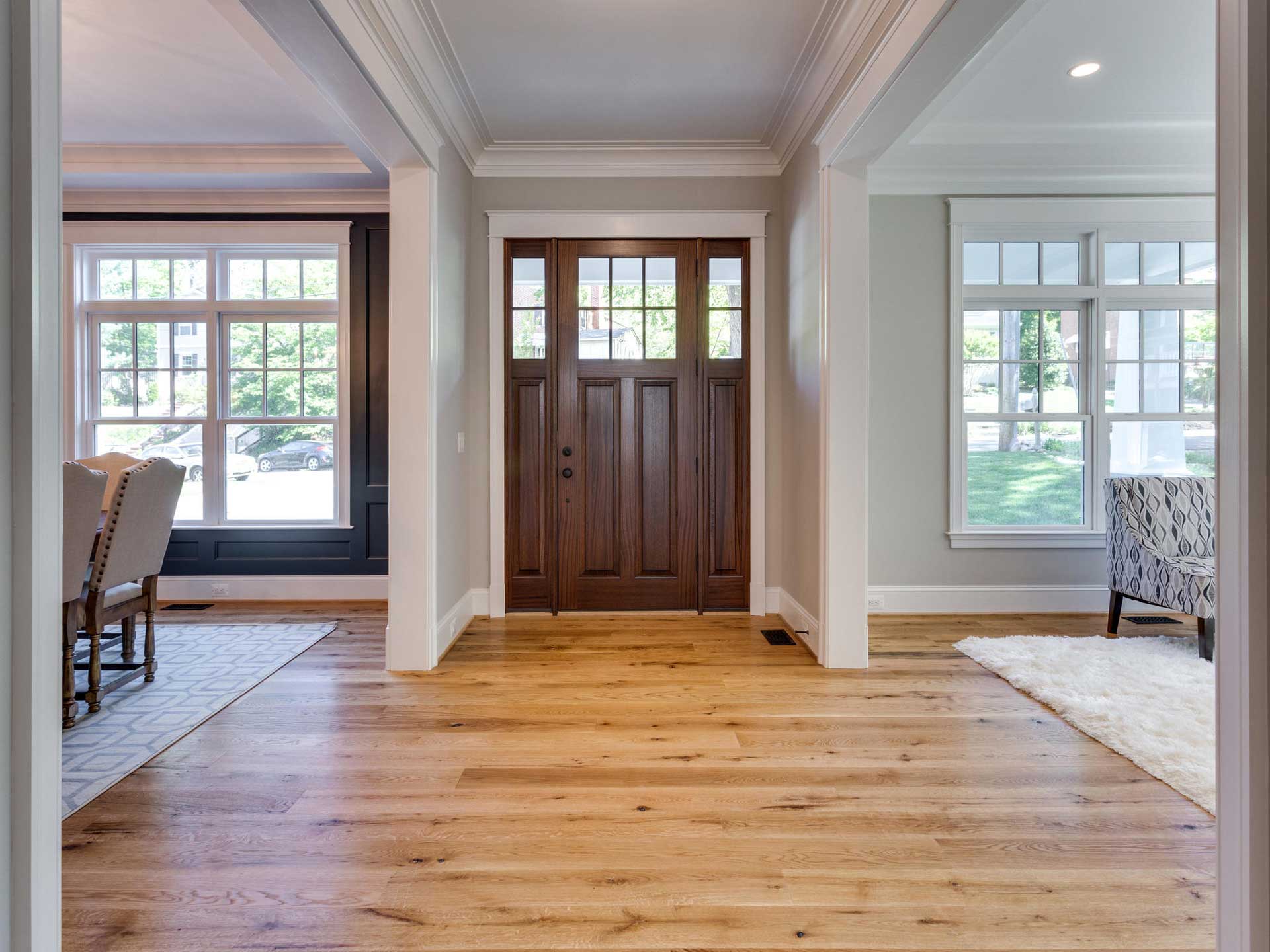 Floor of Live Sawn White Oak Foyer Carrmichael Construction
