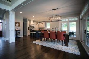 Image of dining room with Rift and Quarter Finished Wood Flooring by Cochrans Lumber
