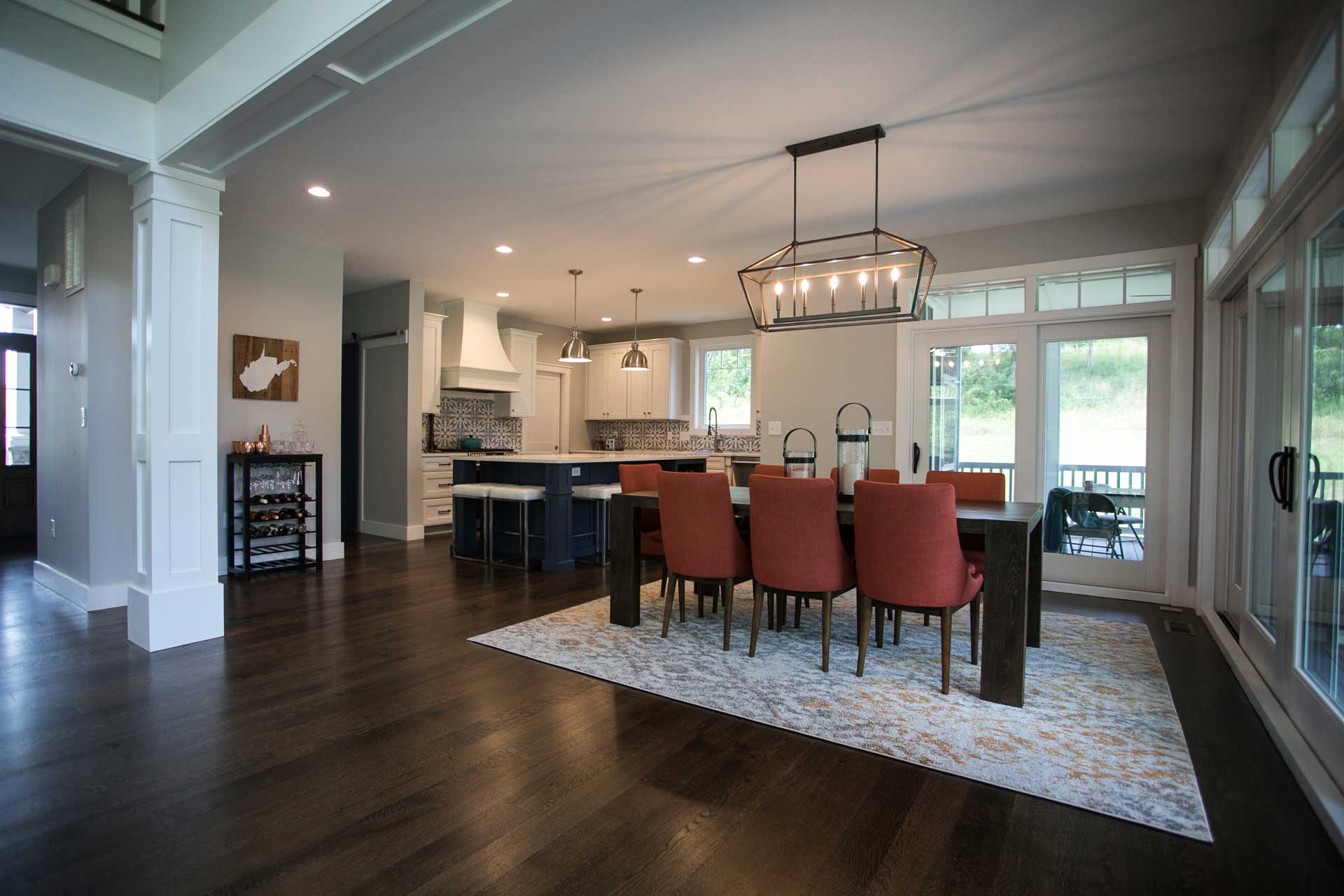 Image of dining room with Rift and Quarter Finished Wood Flooring by Cochrans Lumber