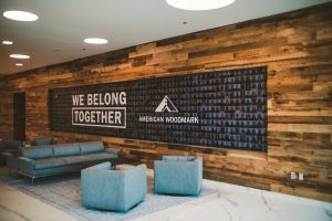 Image of Antique Oak Barn Board Wall at American Woodmark by Cochrans Lumber